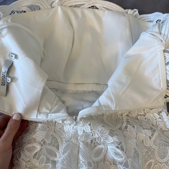 Badgley Mischka - Strapless guipure lace midi dress - Size 2 - Picture 6 of 7